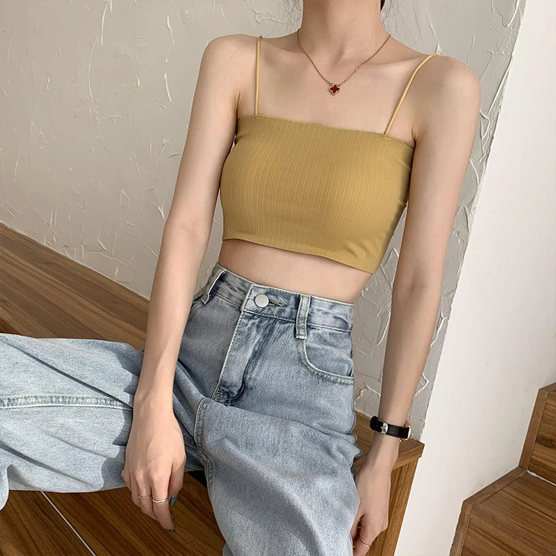 Tube Top Bras For Women Strapless Sexy Seamless Underwear Summer Crop Tops Sexy Lingerie Ice Silk Bandeau Bra Removable Pads