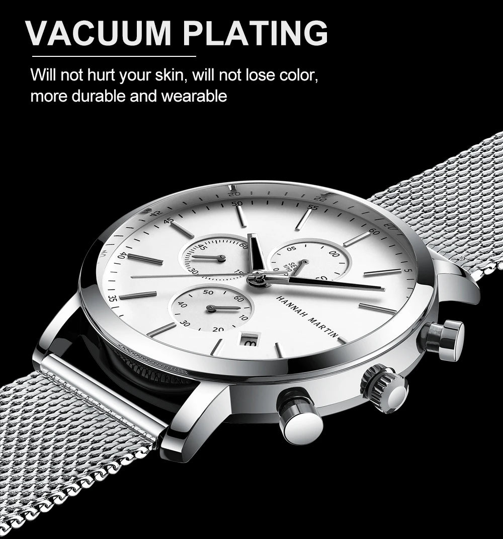 Men Watches Top Brand Fashion Multifunction Small Dial Stainless Steel Mesh Business Waterproof Wrist Watches Relogio Masculino