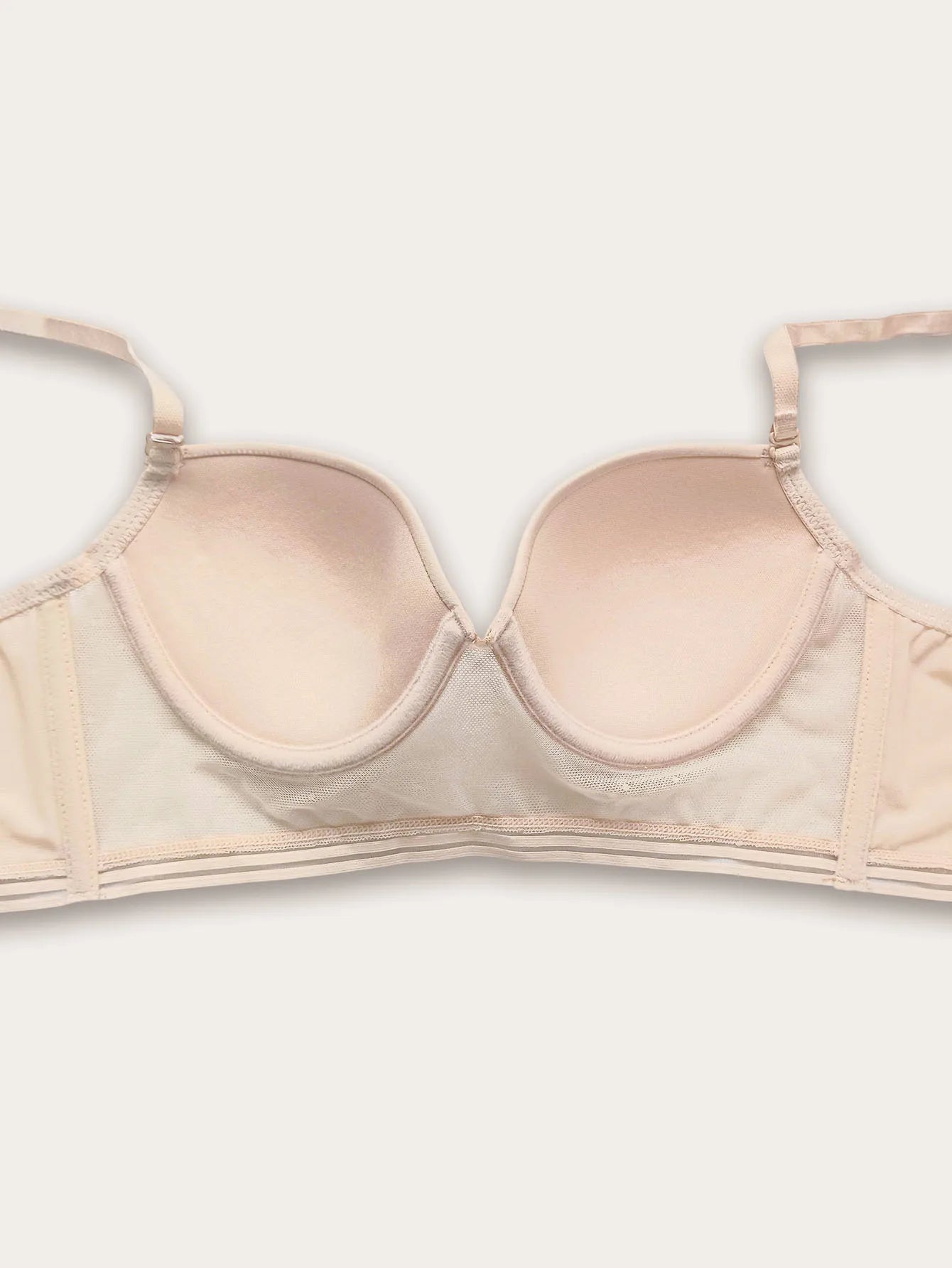 Low Back Bras for Women-Seamless Lightly Lined Invisible Backless Bra-Underwire Plunge Open Back Beige Bra