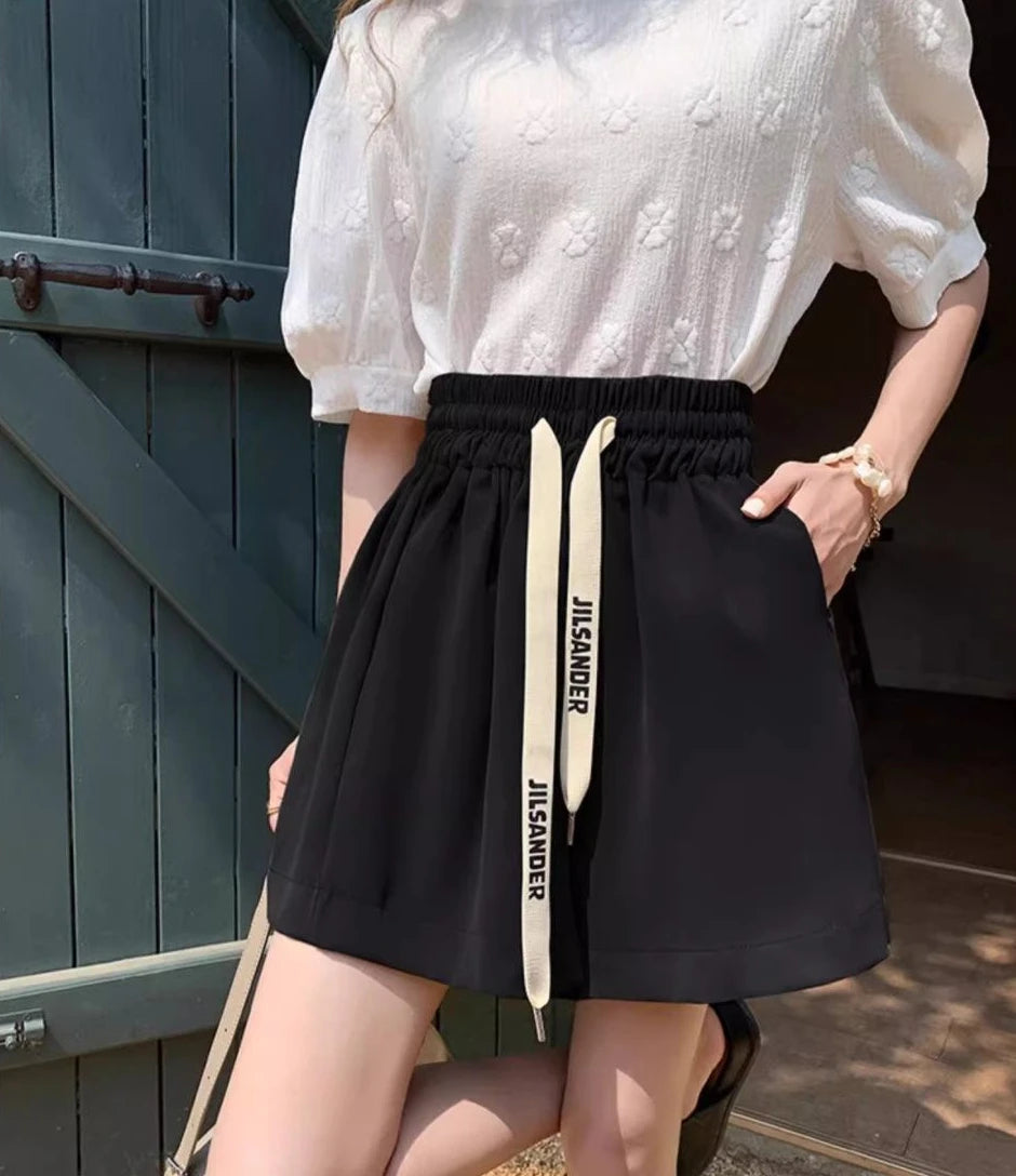 Shorts for Women Home Elastic Waist Short Pants Woman Pink Loose Elegant Classic Trend Baggy 2024 Hot Fashion Clothing Outfits