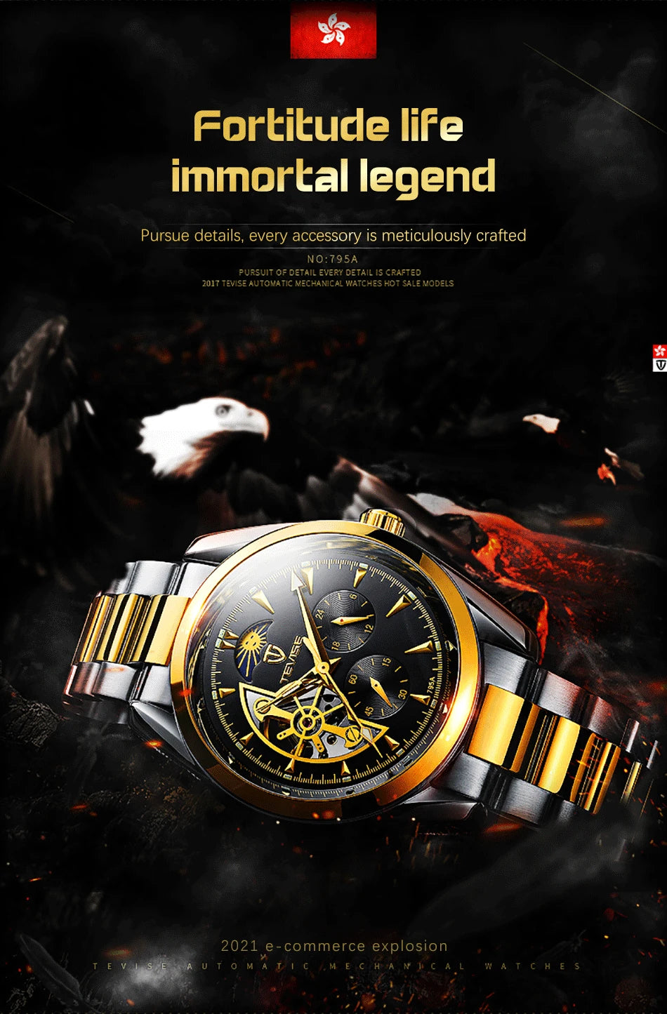 Relogio Masculino Tevise Mens Watches Top Brand Luxury Tourbillon Automatic Mechanical Watch Men Full Steel Waterproof Watches