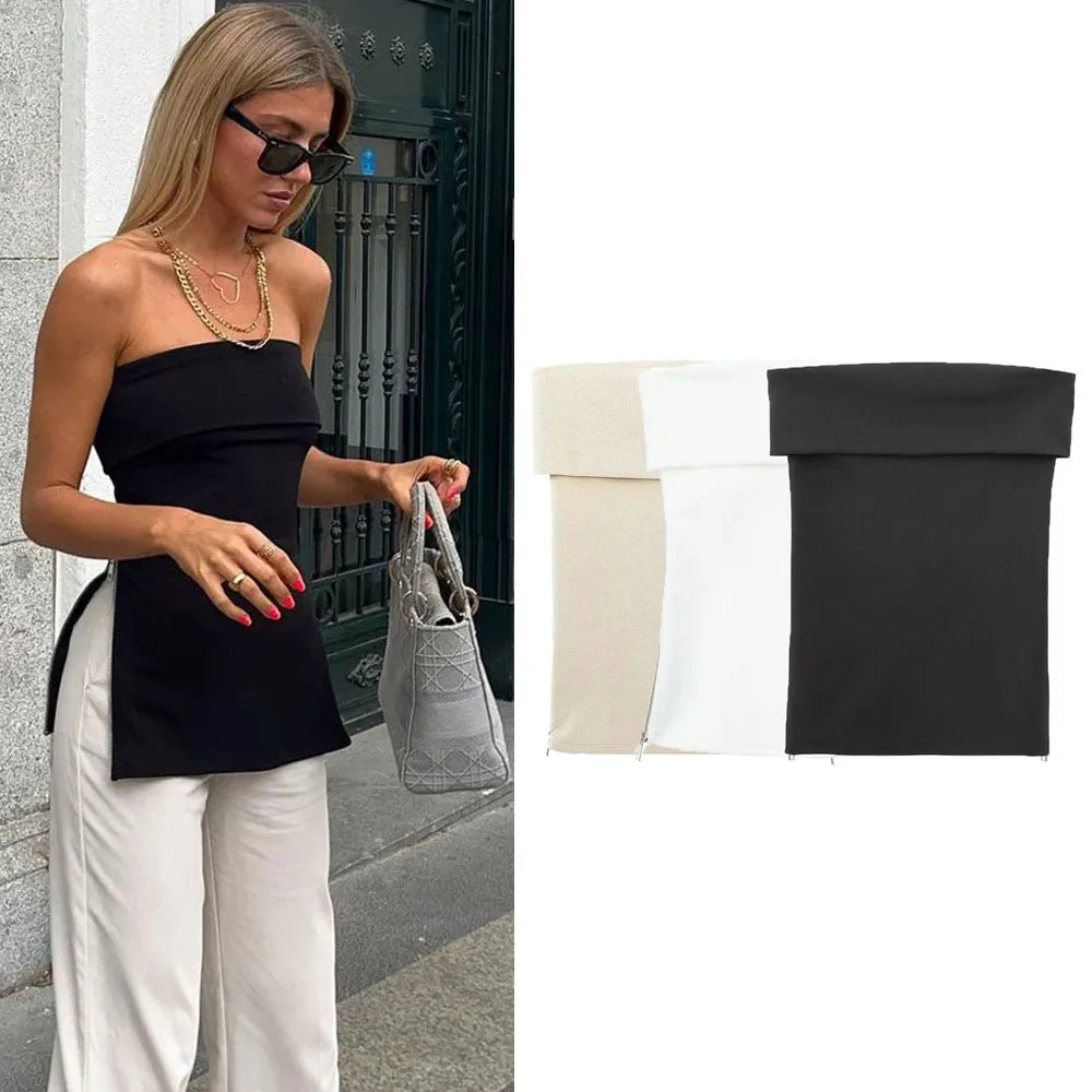 MUJER 2025 Tube Top Women Off shoulder Corset Top Woman White Black Sexy Backless Tank tops Summer Sleeveless Bustier Top Woman