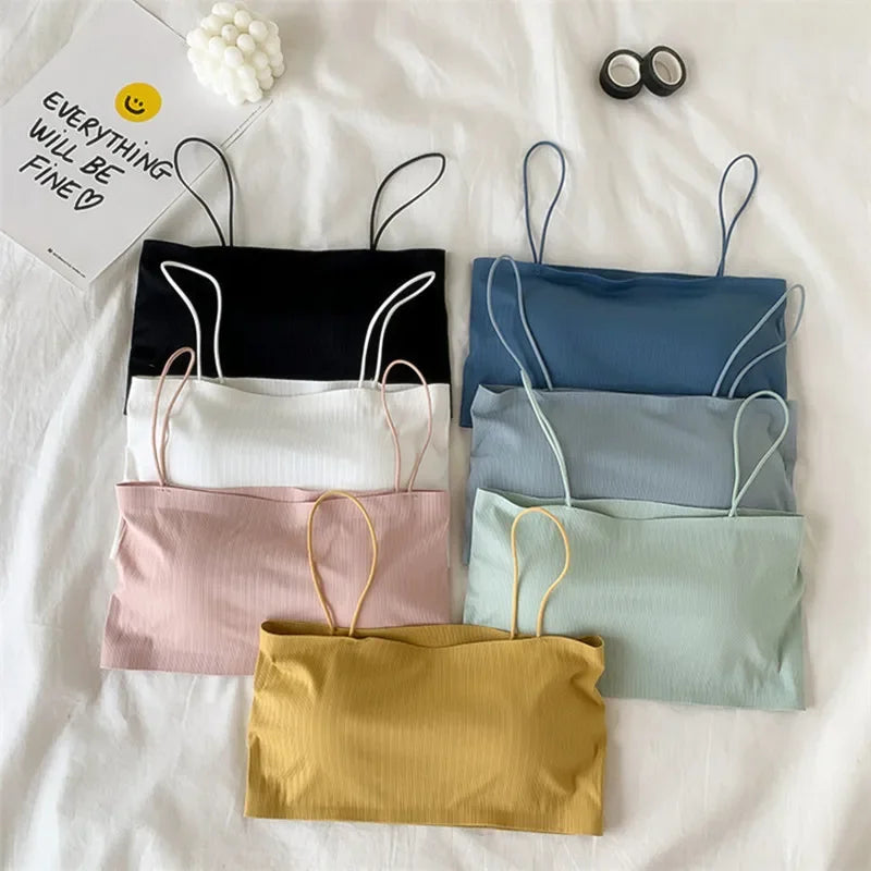 Women Sling Tube Top Sexy Bra Top Breathable Chest Pad Wearing Underwear Strapless Blouse Tube Top Bandeau