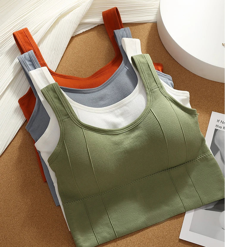 Breathable Sports Bra Crop Tops for Women Seamless Wire Free Comfortable Sexy Padded Support Yoga Workout Sports Cropped Tops