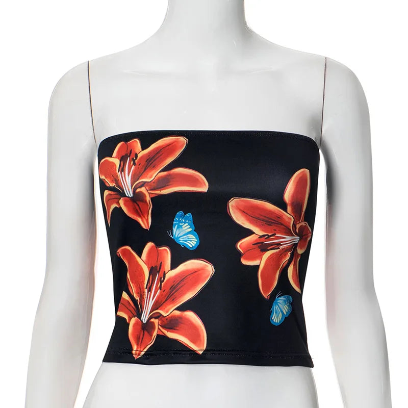 Sexy Tube Top Floral Print Bralette Mujer Mini Lenceria Femenina Ladies Bandeau Top Strapless Bra For Women Underwear Bustier