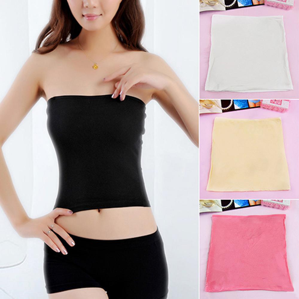 Women Boob Tube Top Solid Color Short Strapless Bandeau Tank Top Sexy Seamless Bralette Womens Underwear Summer Girls Tube Tops