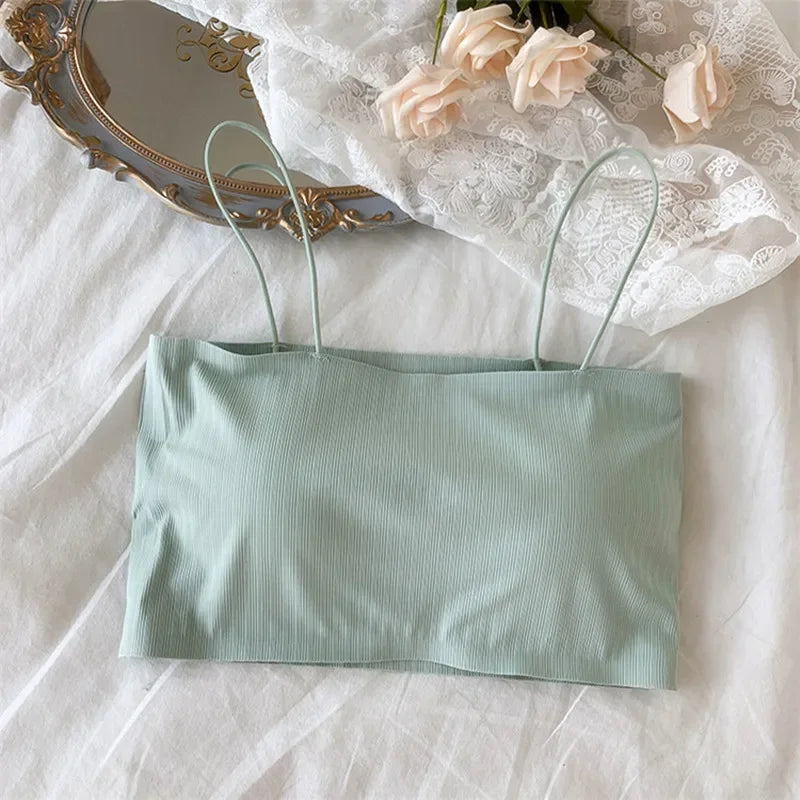 Women Sling Tube Top Sexy Bra Top Breathable Chest Pad Wearing Underwear Strapless Blouse Tube Top Bandeau