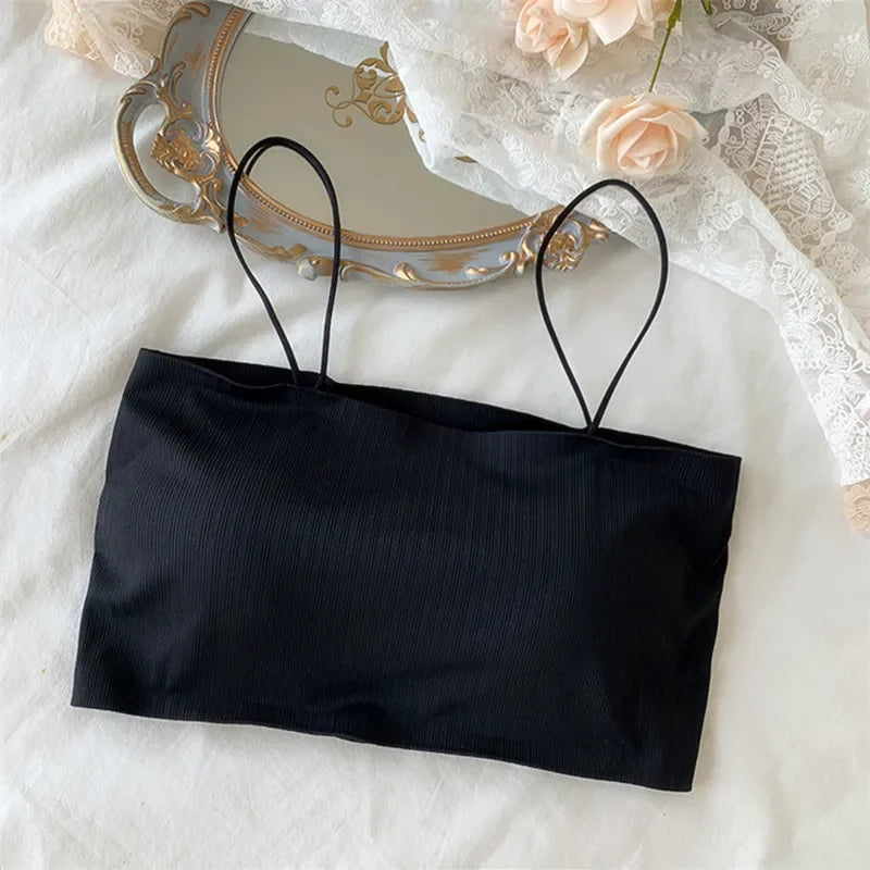 Women Sling Tube Top Sexy Bra Top Breathable Chest Pad Wearing Underwear Strapless Blouse Tube Top Bandeau