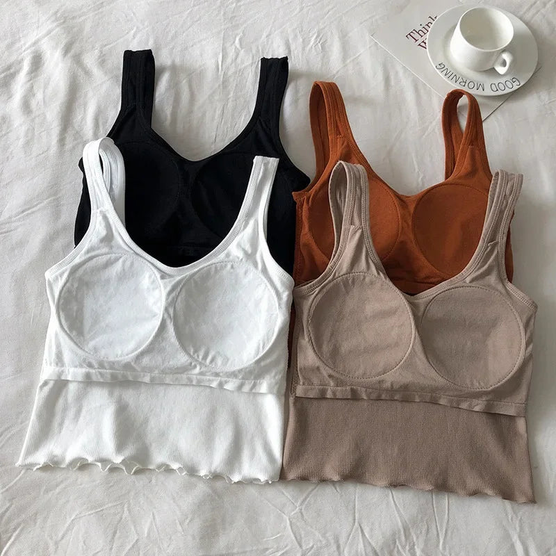 Cropped Tanks Ruffles Tube Top Women Bralette Crop Top Sexy Lingerie Bra Sports Underwear Fashion Ladies Street Tops Camisole