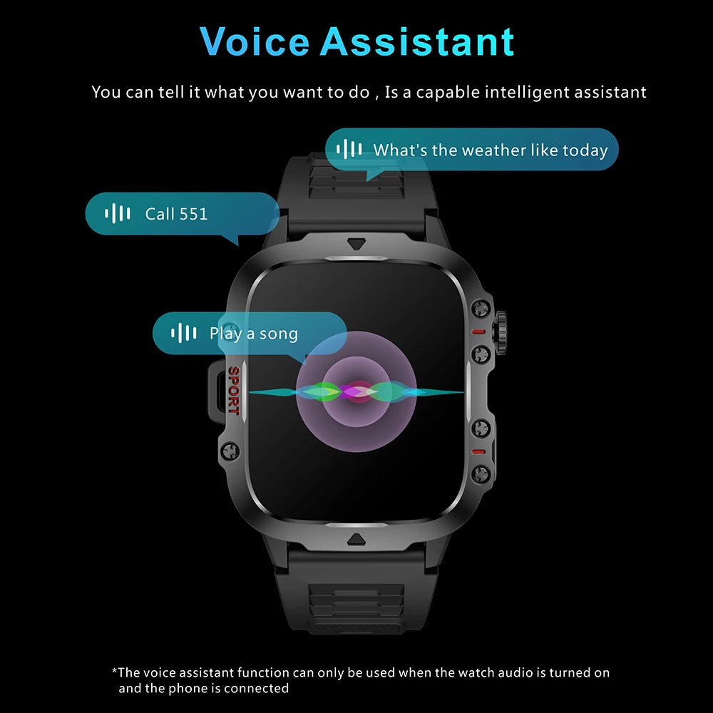 Smart Watch Men With LED Lighting Compass Sports Fitness Tracker Watch IP67 Waterproof Bluetooth Talk SmartWatch 2024