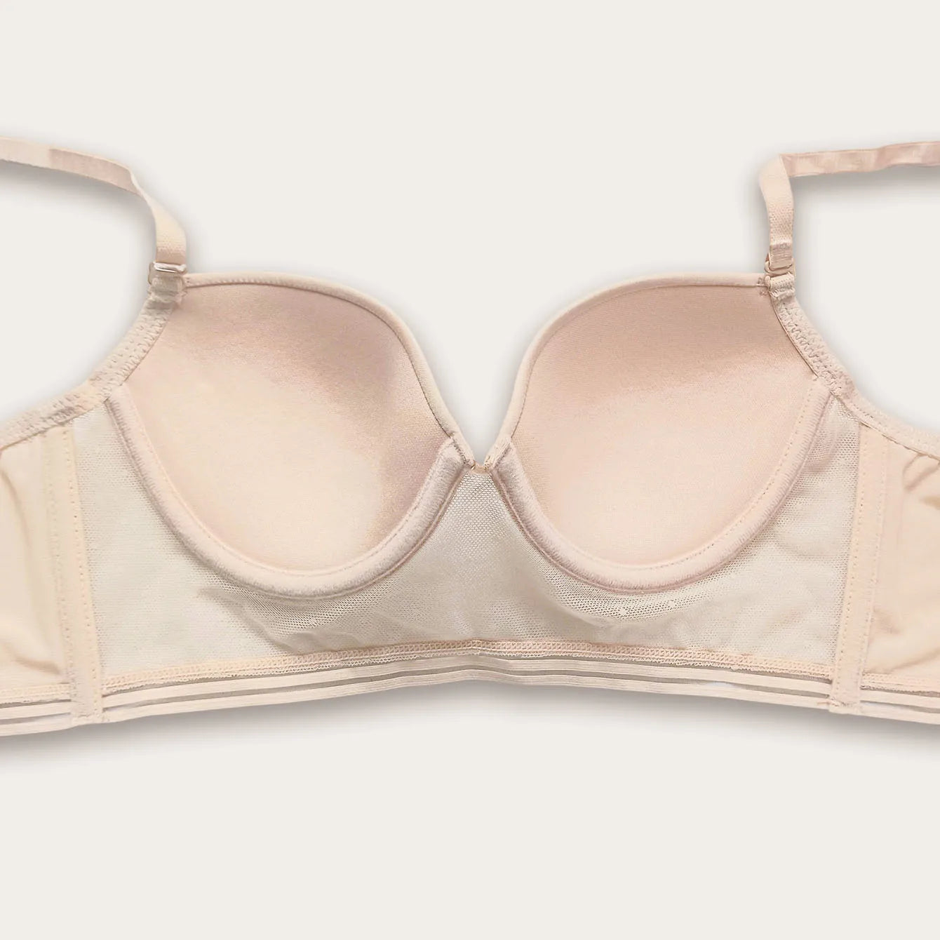 Low Back Bras for Women-Seamless Lightly Lined Invisible Backless Bra-Underwire Plunge Open Back Beige Bra