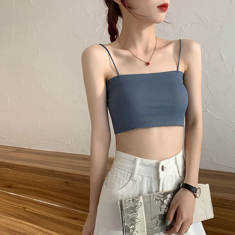 Women Sling Tube Top Sexy Bra Top Breathable Chest Pad Wearing Underwear Strapless Blouse Tube Top Bandeau