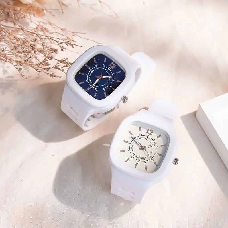 Watches for Elegant Women Simple Fashion Watch Minimalist Design Square Big Dial Soft Wristwatch Valentines Gift for Women Girls
