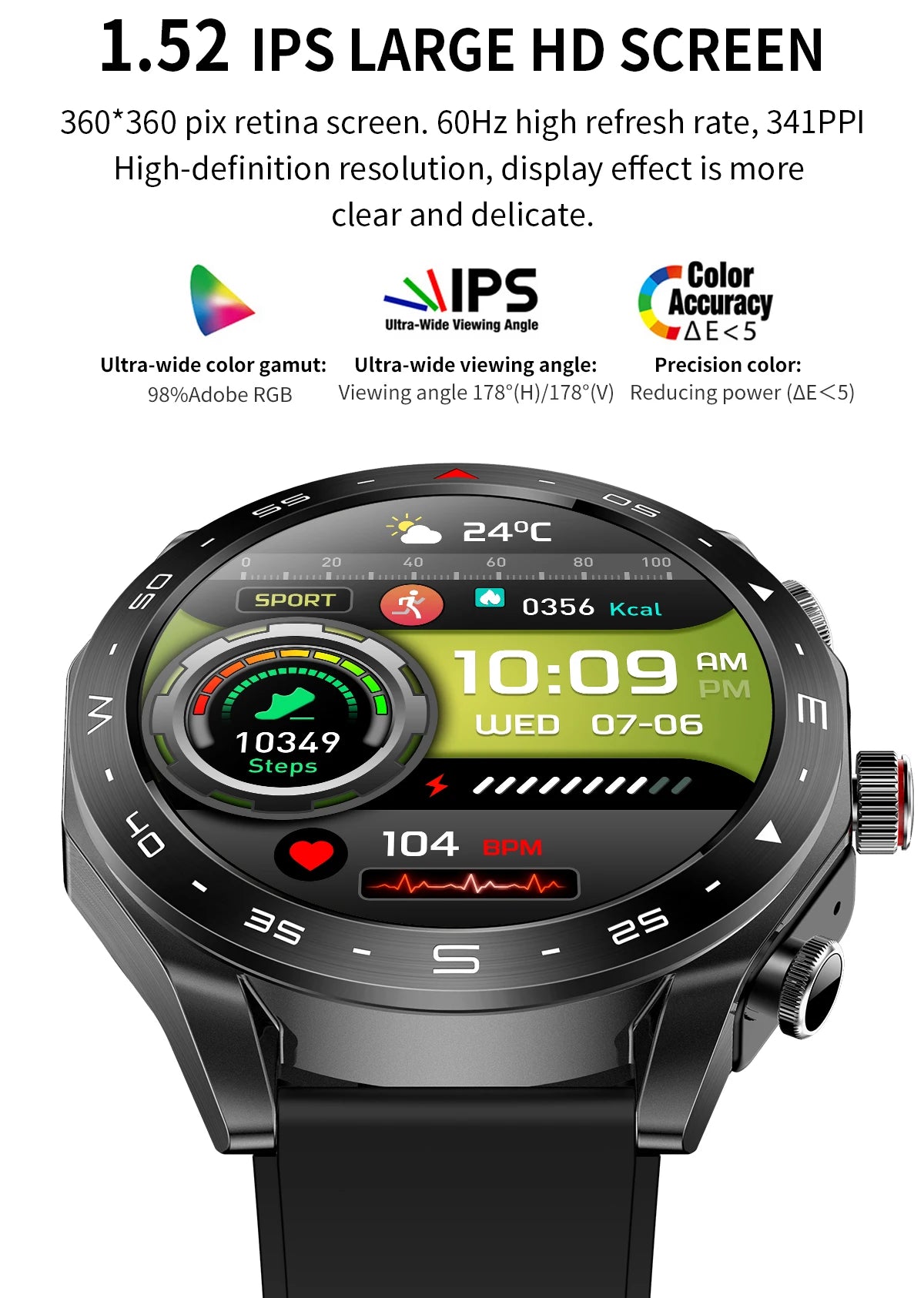 2025 New Smart Watch with TWS Earbuds 1.52 Inch AMOLED IP67 Waterproof Bluetooth Calls MP3 Music Smartwatch for Men Android iOS