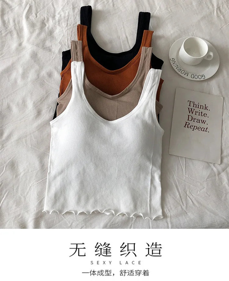 Cropped Tanks Ruffles Tube Top Women Bralette Crop Top Sexy Lingerie Bra Sports Underwear Fashion Ladies Street Tops Camisole