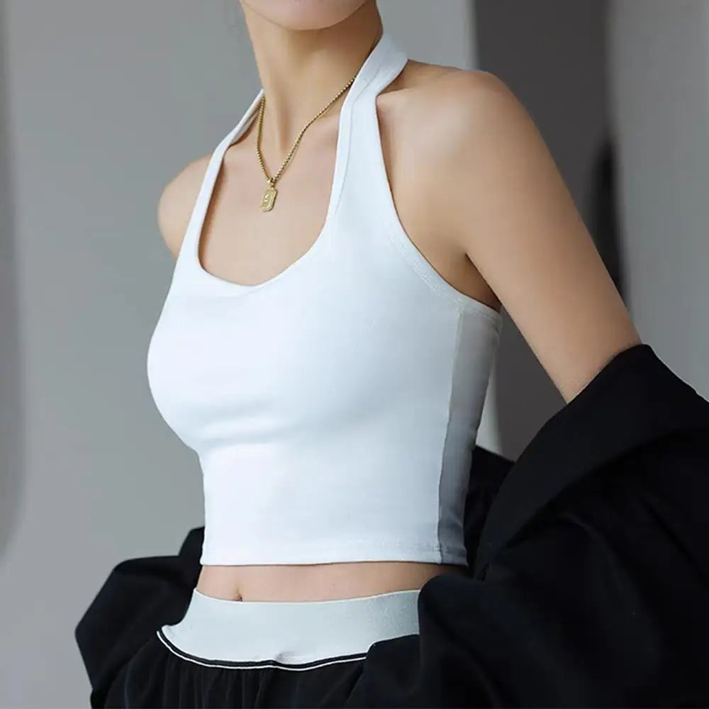 Women Halter Neck Tube Camis Sexy Backless Black White Tank Tops Streetwear Vest Female Crop Top Summer Basic T-shirts Ladies