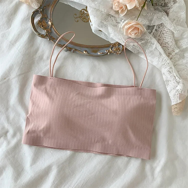 Women Sling Tube Top Sexy Bra Top Breathable Chest Pad Wearing Underwear Strapless Blouse Tube Top Bandeau