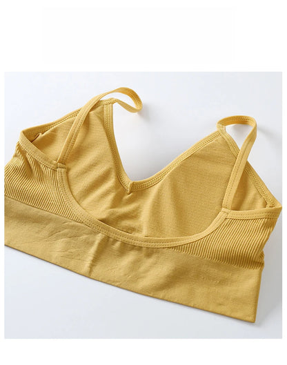 Women Seamless Bra Set Sexy Thong Low Waist Panties Wire Free Bra Bralette Lingerie Wireless Brassiere Cotton Female Underwear