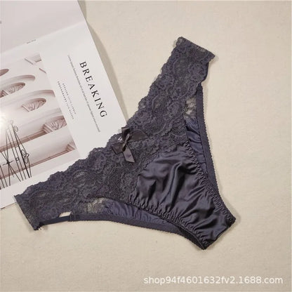 Underwear Women Sexy Lace Thong Pants Female Hollow Out Panties Low Waist Fashion Underpants New Ladies Bow Underwear Shorts