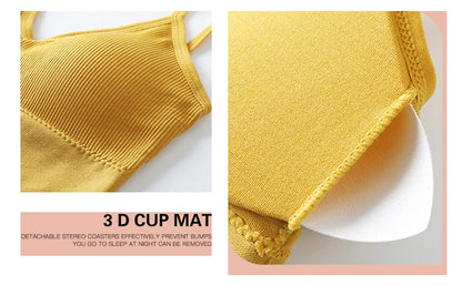 Women Bra Set Sexy Lingerie Female Underwear Bralette Ribbed Tops Girls Fashion Brassiere Basic Stretchy Tank Crop Tops Suit