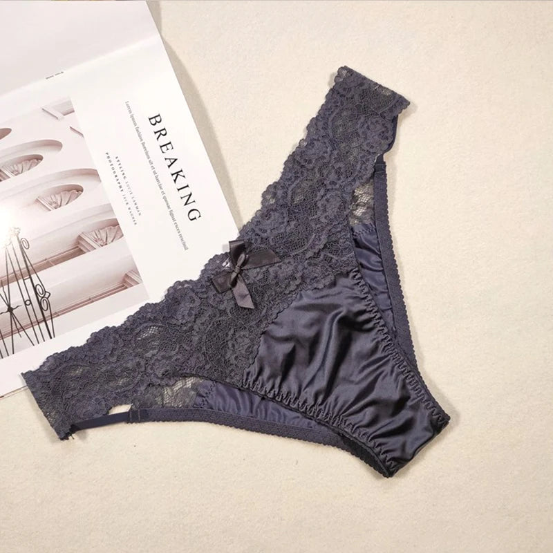 Underwear Women Sexy Lace Thong Pants Female Hollow Out Panties Low Waist Fashion Underpants New Ladies Bow Underwear Shorts
