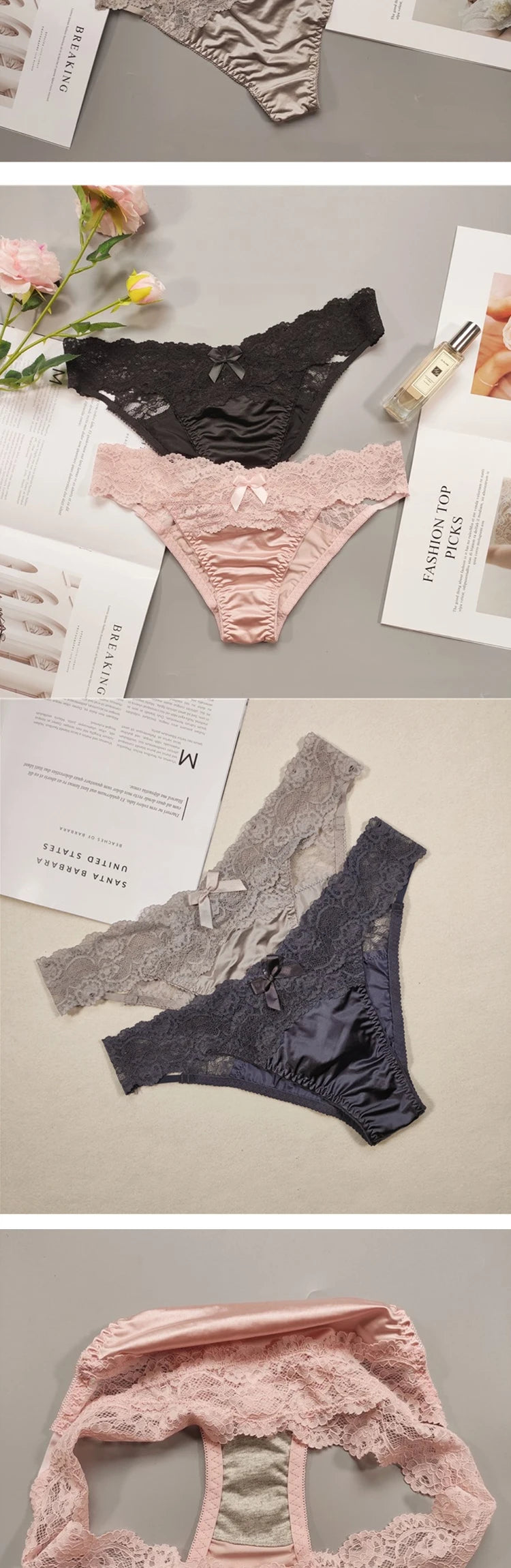 Underwear Women Sexy Lace Thong Pants Female Hollow Out Panties Low Waist Fashion Underpants New Ladies Bow Underwear Shorts