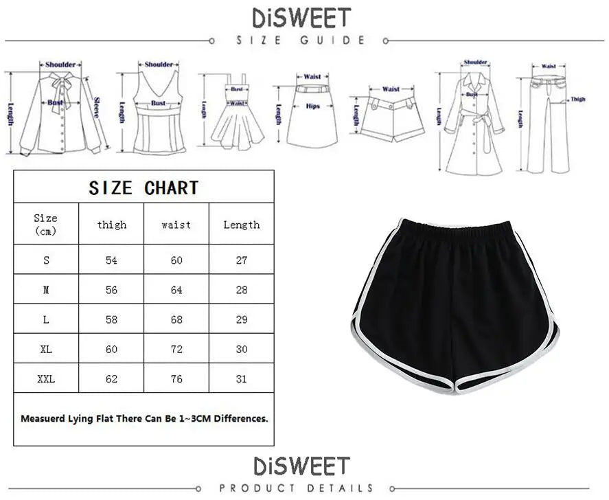 Striped Sports Shorts for Women, Simple Loose Shorts, Casual Slimming Short for Ladies, High Waisted, Monochrome, Summer Fashion