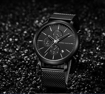 Men Watches Top Brand Fashion Multifunction Small Dial Stainless Steel Mesh Business Waterproof Wrist Watches Relogio Masculino