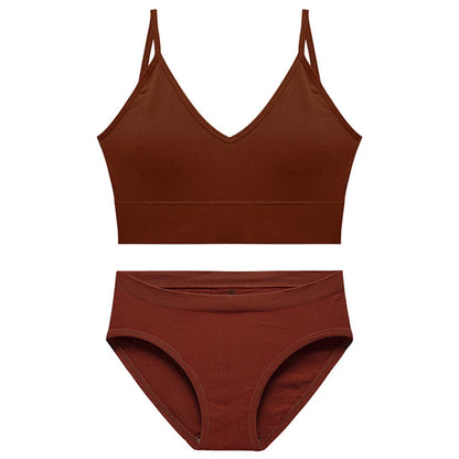 Women Bra Set Sexy Lingerie Female Underwear Bralette Ribbed Tops Girls Fashion Brassiere Basic Stretchy Tank Crop Tops Suit
