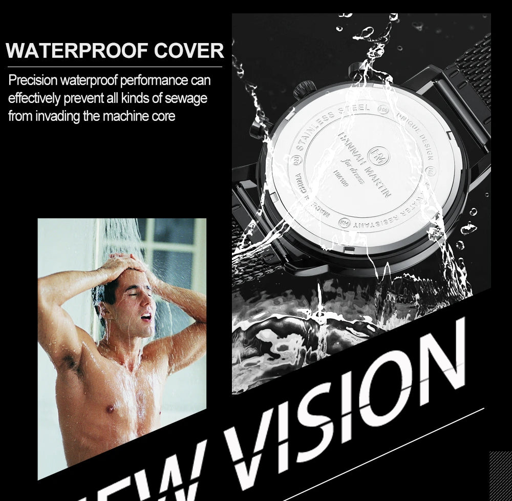 Men Watches Top Brand Fashion Multifunction Small Dial Stainless Steel Mesh Business Waterproof Wrist Watches Relogio Masculino