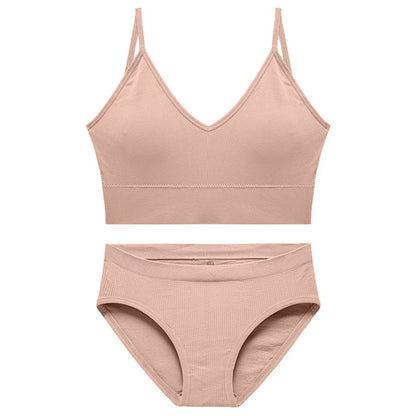 Women Bra Set Sexy Lingerie Female Underwear Bralette Ribbed Tops Girls Fashion Brassiere Basic Stretchy Tank Crop Tops Suit