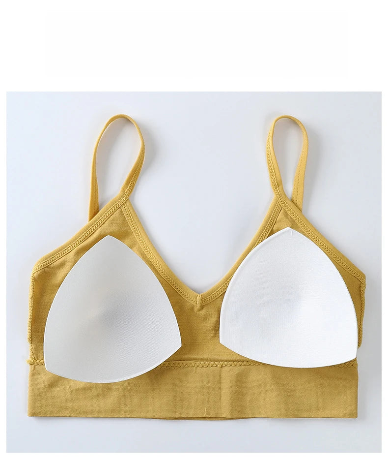 Women Seamless Bra Set Sexy Thong Low Waist Panties Wire Free Bra Bralette Lingerie Wireless Brassiere Cotton Female Underwear