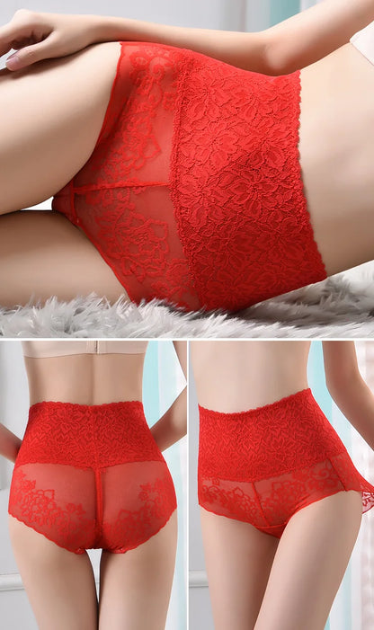Women's underwear sexy  lace high waist elastic female panties antibacterial transparent  high quality ladies lingerie