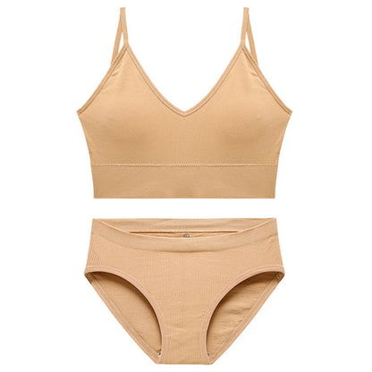 Women Bra Set Sexy Lingerie Female Underwear Bralette Ribbed Tops Girls Fashion Brassiere Basic Stretchy Tank Crop Tops Suit