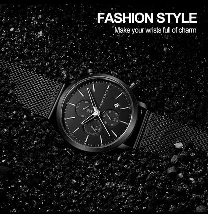 Men Watches Top Brand Fashion Multifunction Small Dial Stainless Steel Mesh Business Waterproof Wrist Watches Relogio Masculino