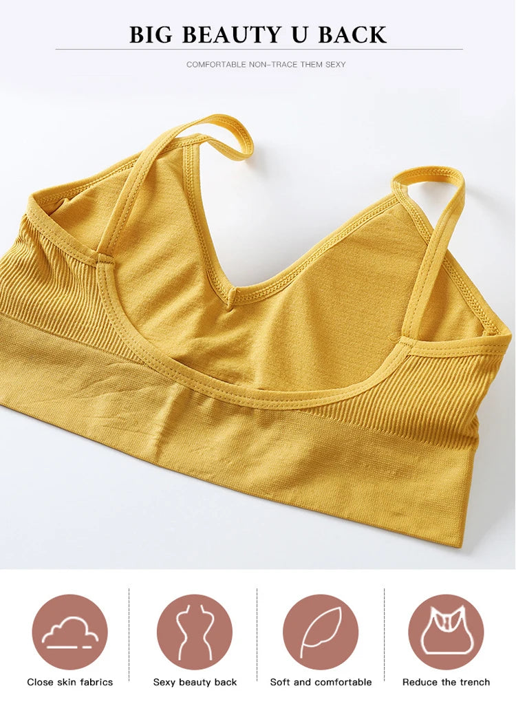 Women Bra Set Sexy Lingerie Female Underwear Bralette Ribbed Tops Girls Fashion Brassiere Basic Stretchy Tank Crop Tops Suit
