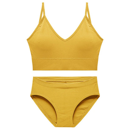 Women Bra Set Sexy Lingerie Female Underwear Bralette Ribbed Tops Girls Fashion Brassiere Basic Stretchy Tank Crop Tops Suit