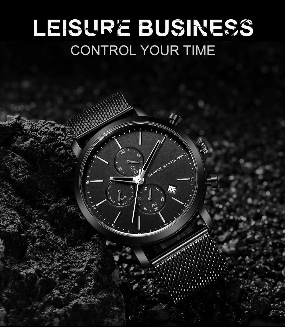 Men Watches Top Brand Fashion Multifunction Small Dial Stainless Steel Mesh Business Waterproof Wrist Watches Relogio Masculino