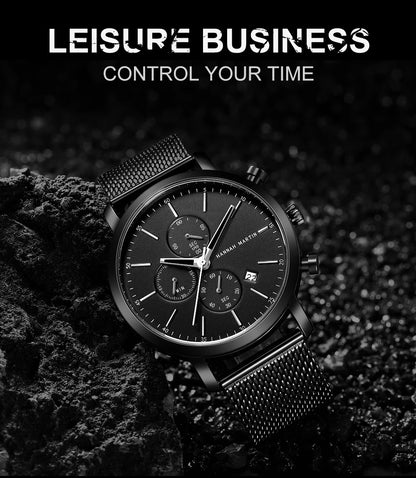 Men Watches Top Brand Fashion Multifunction Small Dial Stainless Steel Mesh Business Waterproof Wrist Watches Relogio Masculino