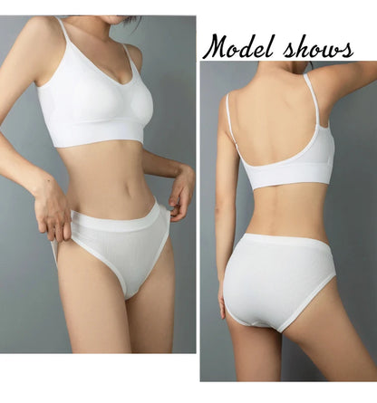 Women Bra Set Sexy Lingerie Female Underwear Bralette Ribbed Tops Girls Fashion Brassiere Basic Stretchy Tank Crop Tops Suit
