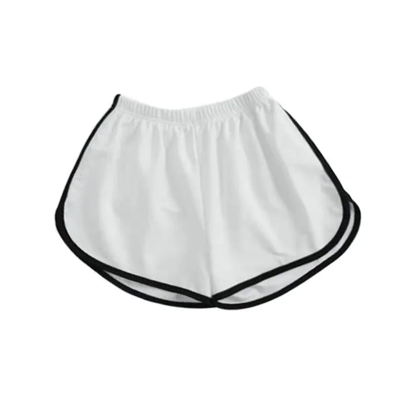 Striped Sports Shorts for Women, Simple Loose Shorts, Casual Slimming Short for Ladies, High Waisted, Monochrome, Summer Fashion