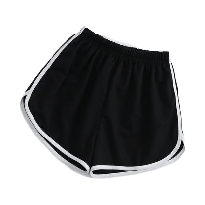 Striped Sports Shorts for Women, Simple Loose Shorts, Casual Slimming Short for Ladies, High Waisted, Monochrome, Summer Fashion