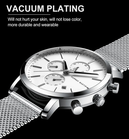 Men Watches Top Brand Fashion Multifunction Small Dial Stainless Steel Mesh Business Waterproof Wrist Watches Relogio Masculino