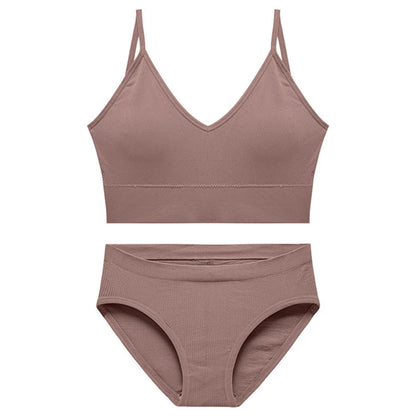 Women Bra Set Sexy Lingerie Female Underwear Bralette Ribbed Tops Girls Fashion Brassiere Basic Stretchy Tank Crop Tops Suit