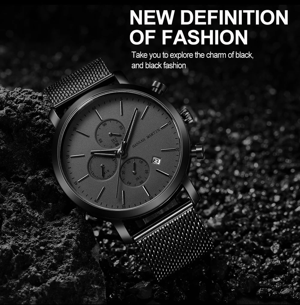 Men Watches Top Brand Fashion Multifunction Small Dial Stainless Steel Mesh Business Waterproof Wrist Watches Relogio Masculino