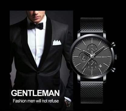 Men Watches Top Brand Fashion Multifunction Small Dial Stainless Steel Mesh Business Waterproof Wrist Watches Relogio Masculino
