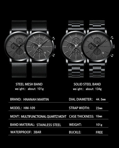 Men Watches Top Brand Fashion Multifunction Small Dial Stainless Steel Mesh Business Waterproof Wrist Watches Relogio Masculino