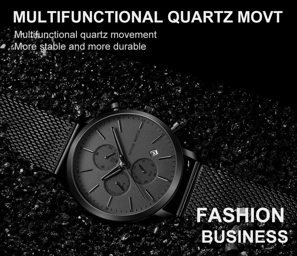 Men Watches Top Brand Fashion Multifunction Small Dial Stainless Steel Mesh Business Waterproof Wrist Watches Relogio Masculino