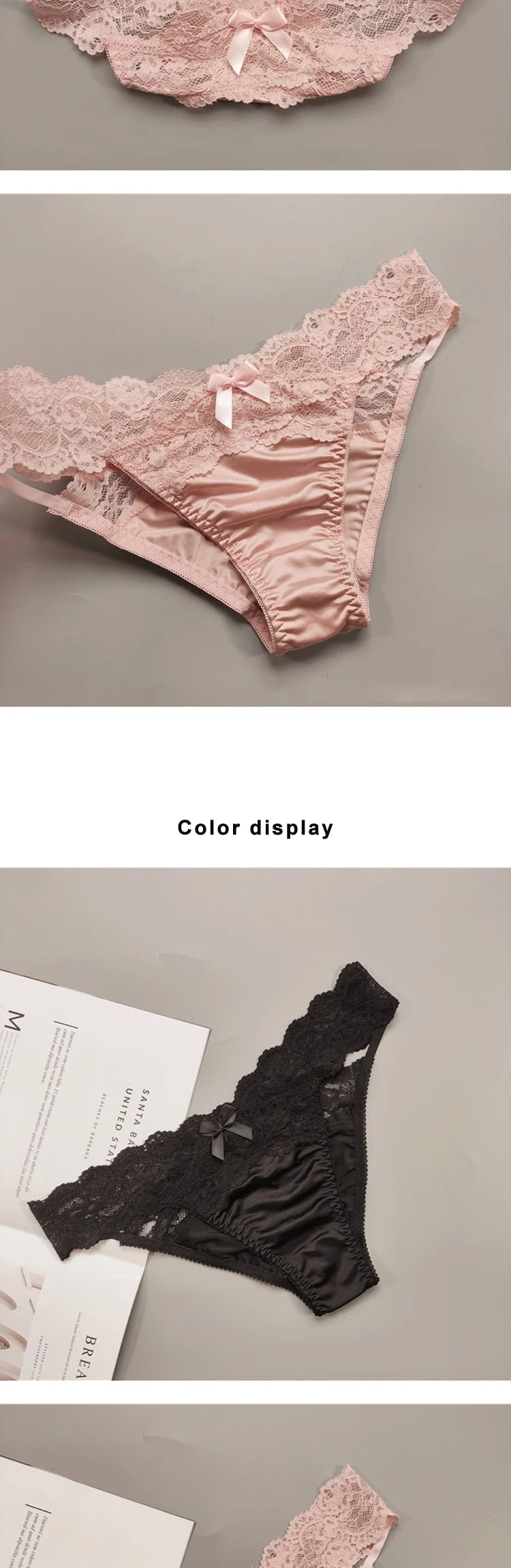 Underwear Women Sexy Lace Thong Pants Female Hollow Out Panties Low Waist Fashion Underpants New Ladies Bow Underwear Shorts