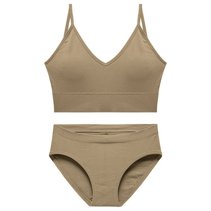 Women Bra Set Sexy Lingerie Female Underwear Bralette Ribbed Tops Girls Fashion Brassiere Basic Stretchy Tank Crop Tops Suit
